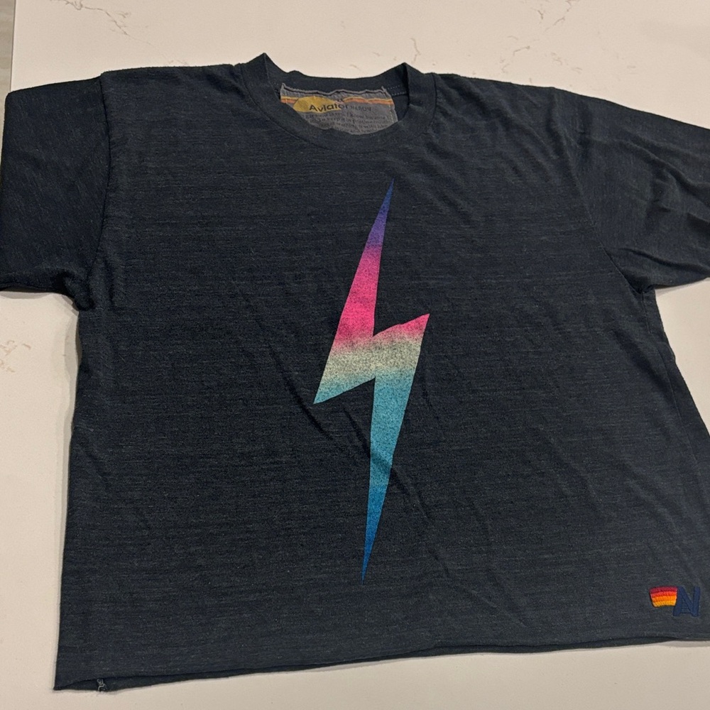 Aviator Nation Bolt Boyfriend Tee - Rainbow Pink